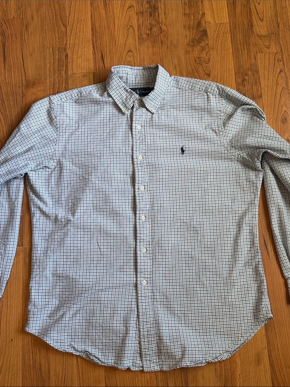 Ralph Lauren Light Blue and Navy Micro-Check Button-Down Shirt - Picture 3 of 14